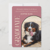 Dog Party Pet Photos Rose Gold Graduation 招待状 (正面)
