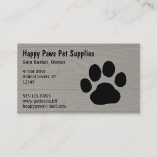 Dog Pawが木目の背景に印フェイク刷される 名刺