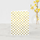 Dog Paw印刷金ゴールド白金フェイク箔の手 カード (黄色い花)