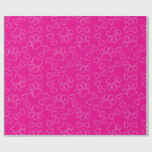 Dog Paw And Bones Drawing Pattern Custom Hot Pink ラッピングペーパー (フラット)