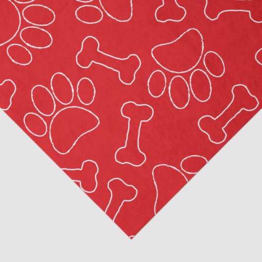 Dog Paw And Bones Drawing Pattern Custom Red 薄葉紙 (詳細)