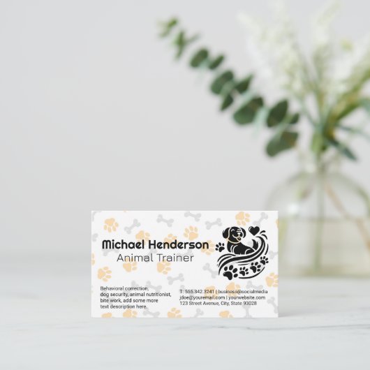 Dog Paw and Doggie Bone Patterns | Pet Store 名刺 (スタンド正面)