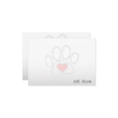 Dog Paw and Heart Blank All Occasion Custom Name  ノートカード (正面/裏面インサイチュ)