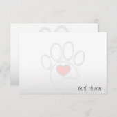 Dog Paw and Heart Blank All Occasion Custom Name  ノートカード (正面/裏面)