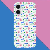 Dog Paw Bones Hearts Woof Pattern Pink Green Blue Case-Mate iPhoneケース