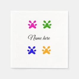 Dog paw colorful pet add name text animal paw スタンダードカクテルナプキン