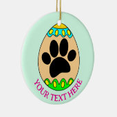Dog Paw Easter Egg Print Custom Text セラミックオーナメント (右)
