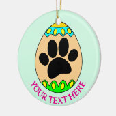 Dog Paw Easter Egg Print Custom Text セラミックオーナメント (左)