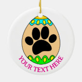 Dog Paw Easter Egg Print Custom Text セラミックオーナメント (裏面)