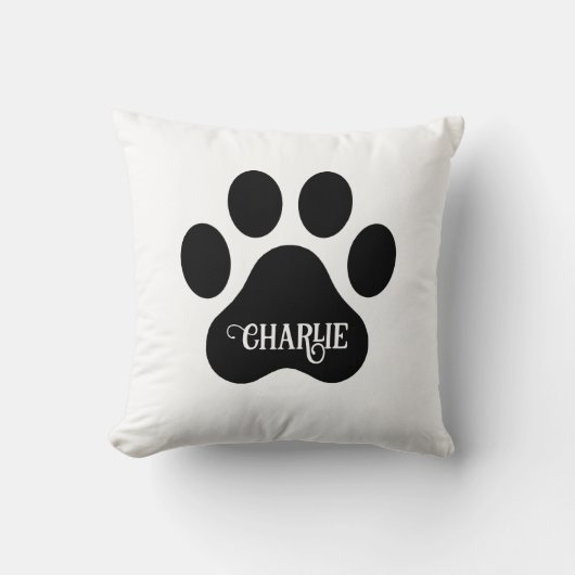 Dog Paw Name Silhouette Design クッション (正面)