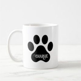 Dog Paw Name Silhouette Design コーヒーマグカップ