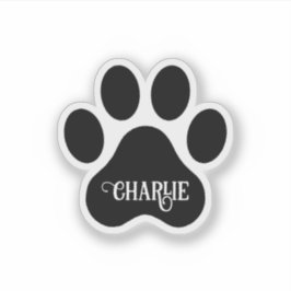 Dog Paw Name Silhouette Design シール