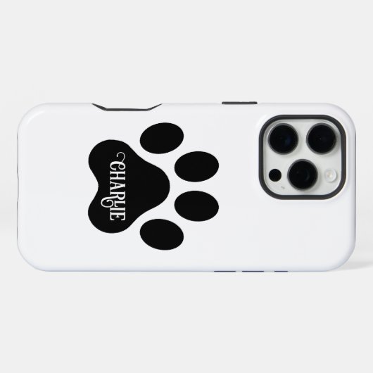 Dog Paw Name Silhouette Design iPhoneケース (裏面横)