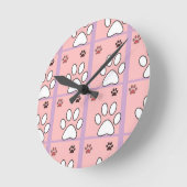 Dog Paw Pattern ラウンド壁時計 (傾斜)