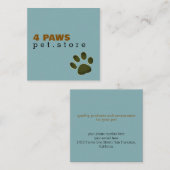 Dog Paw | Pet Store blue modern スクエア名刺 (正面/裏面)