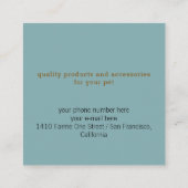 Dog Paw | Pet Store blue modern スクエア名刺 (裏面)