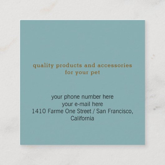 Dog Paw | Pet Store blue modern スクエア名刺 (裏面)