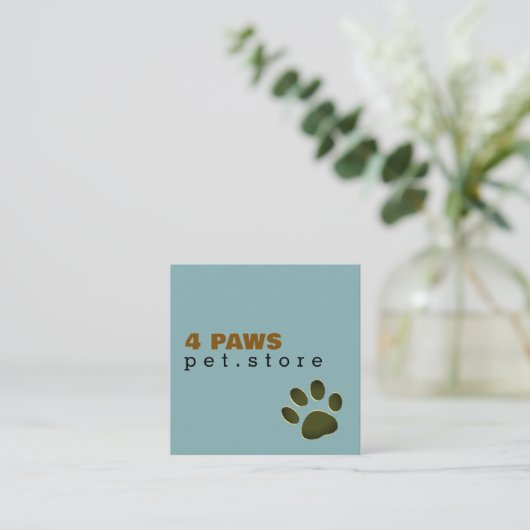 Dog Paw | Pet Store blue modern スクエア名刺 (スタンド正面)