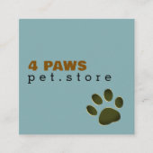 Dog Paw | Pet Store blue modern スクエア名刺 (正面)