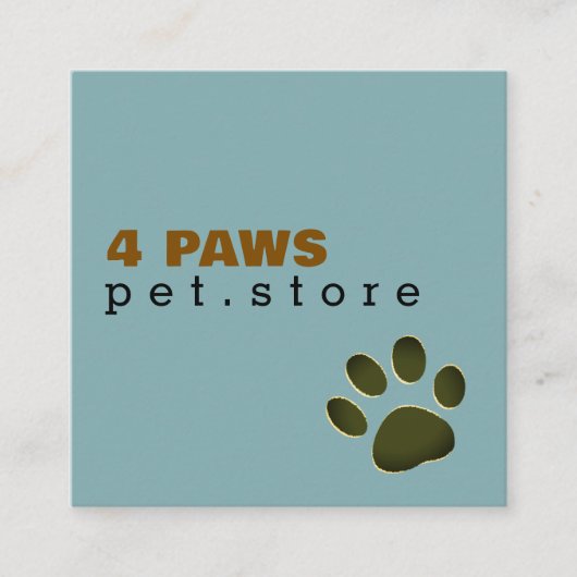 Dog Paw | Pet Store blue modern スクエア名刺 (正面)