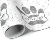 Dog Paw Print And Bone Gray Watercolor Custom  ラッピングペーパー (ロールコーナー)