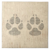 Dog Paw Print Art with Script紙背景 タイル (正面)