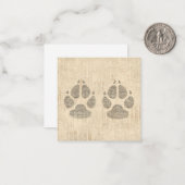 Dog Paw Print Art with Script紙背景 ノートカード (正面/裏面インサイチュ)
