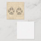 Dog Paw Print Art with Script紙背景 ノートカード (正面/裏面)