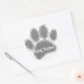 Dog Paw Print Custom Name Rubber Stamp Effect ラウンドシール (封筒)