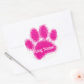Dog Paw Print Custom Name Rubber Stamp Effect ラウンドシール (封筒)