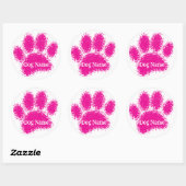 Dog Paw Print Custom Name Rubber Stamp Effect ラウンドシール (シート)