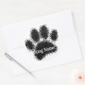 Dog Paw Print Custom Name Rubber Stamp Effect ラウンドシール (封筒)