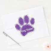 Dog Paw Print Custom Name Rubber Stamp Effect ラウンドシール (封筒)