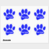 Dog Paw Print Custom Name Rubber Stamp Effect ラウンドシール (シート)