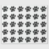 Dog Paw Print Custom Name Rubber Stamp Effect ラッピングペーパー (フラット)