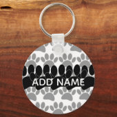 Dog Paw Print Custom Personalized Name キーホルダー (正面)
