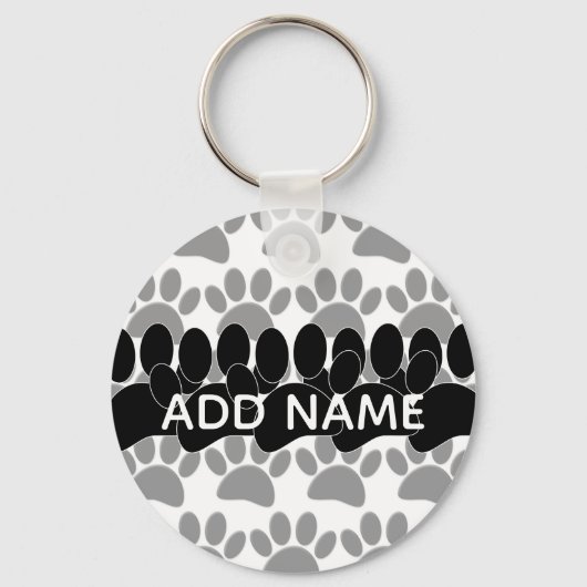 Dog Paw Print Custom Personalized Name キーホルダー (裏面)