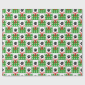 Dog Paw Print Gift Box Pattern Design Red Green ラッピングペーパー (フラット)