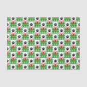 Dog Paw Print Gift Box Pattern Design Red Green 薄葉紙 (正面)