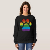 Dog Paw Print LGBTQ Rainbow Flag Gay Pride Ally Do スウェットシャツ (正面フル)
