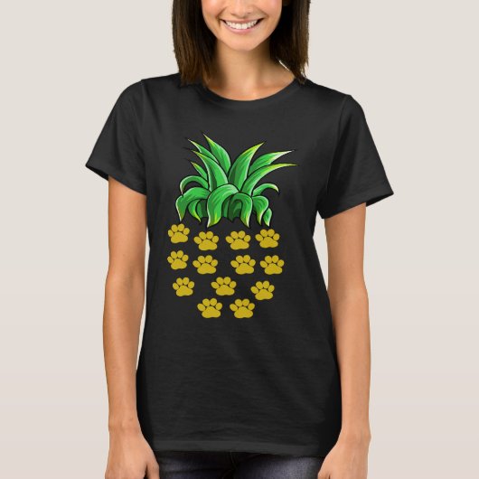 Dog Paw Print Pineapple Women Animal Tシャツ (正面)