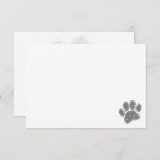 Dog Paw Print Rubber Stamp Effect Blank ノートカード (正面/裏面)