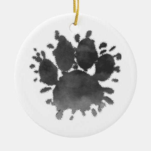 Dog Paw Print Watercolor Canine Paw セラミックオーナメント (正面)