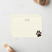 Dog Paw Print With Confetti And Streamer Cream ノートカード (正面/裏面インサイチュ)