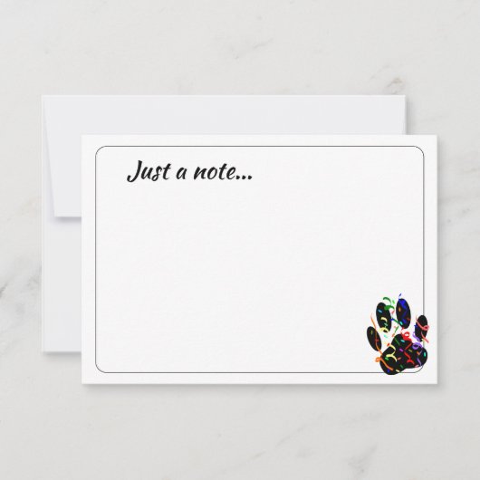 Dog Paw Print With Confetti Streamer Just a Note ノートカード (正面)