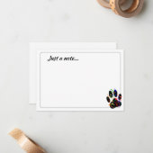 Dog Paw Print With Confetti Streamer Just a Note ノートカード (正面/裏面インサイチュ)