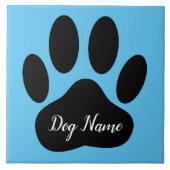 Dog Paw Print With Editable Name タイル (正面)