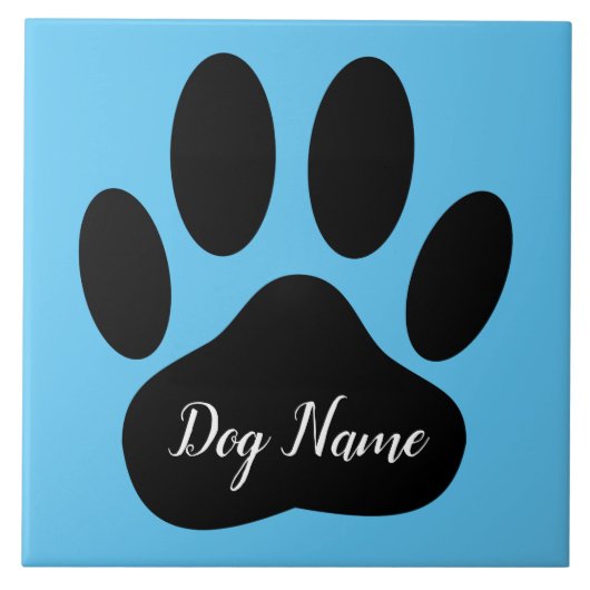 Dog Paw Print With Editable Name タイル (正面)