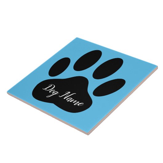 Dog Paw Print With Editable Name タイル (側面)