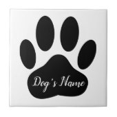 Dog Paw Print With Editable Name タイル (正面)